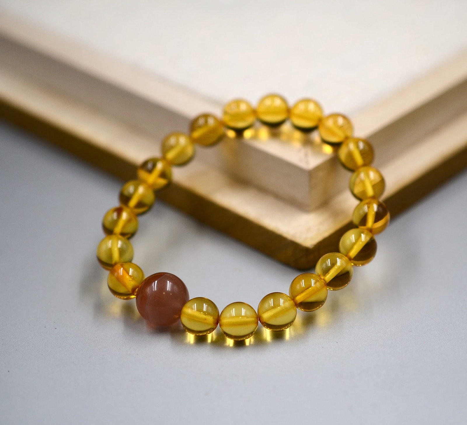 Tibetan antique amber, agate bead bracelet (1 of 6)