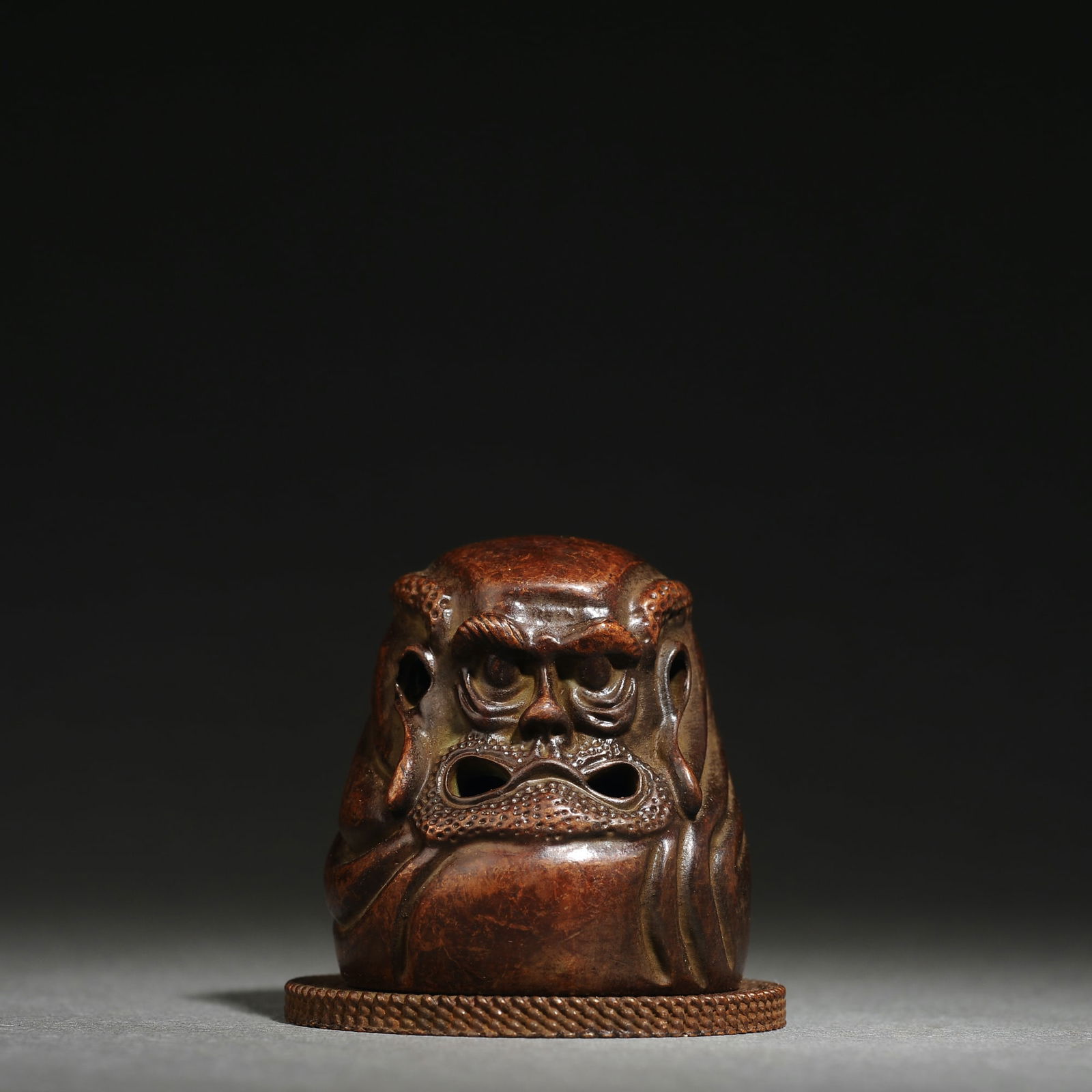 Japanese Showa Period Bronze Old Man Head Sculpture (1 of 10)