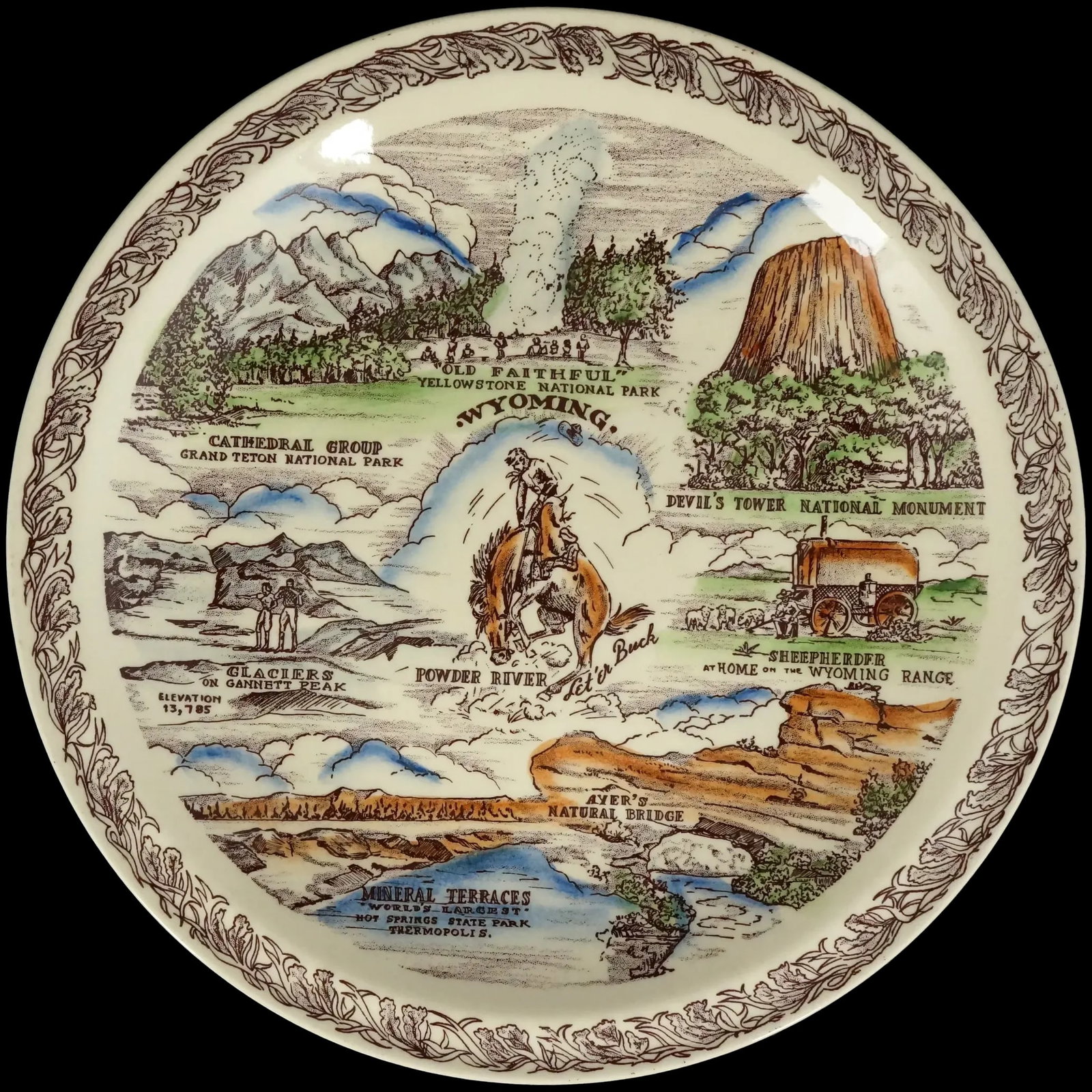Vernon Kilns Wyoming Souvenir Plate c 1950 (1 of 10)