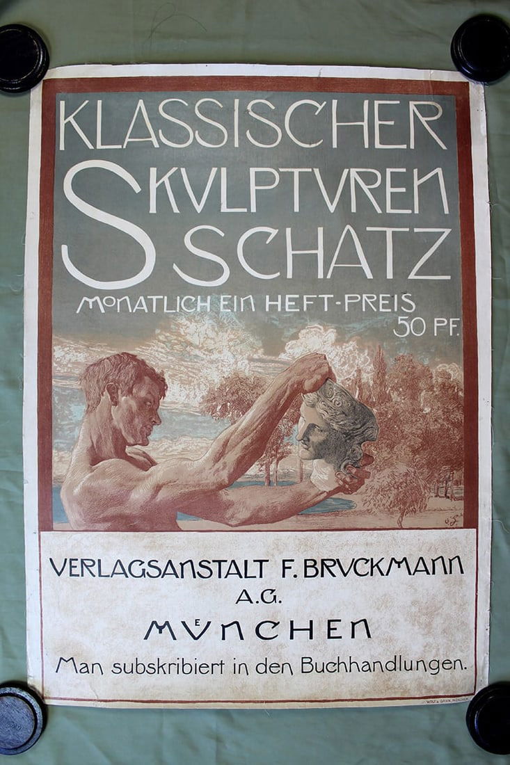Klassischer Skulpturen - Art By Otto Greiner (1900's) 25x3 German Advertising Poster LB: Klassischer Skulpturen - Art By Otto Greiner (1900's) 25x3 German Advertising Poster LB, Please refer to the attached photos to determine the condition of this original vintage item. . Note: LB means