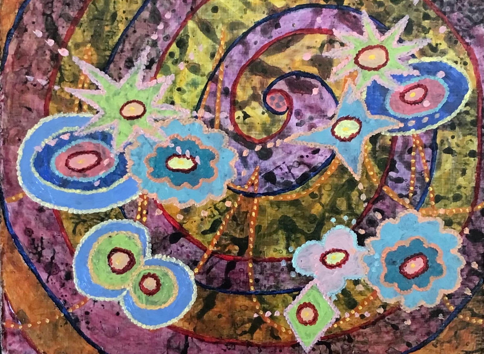 1960's British Surrealist Oil Painting - 'Party of Colour' Abstract circa 1960's (1 of 4)