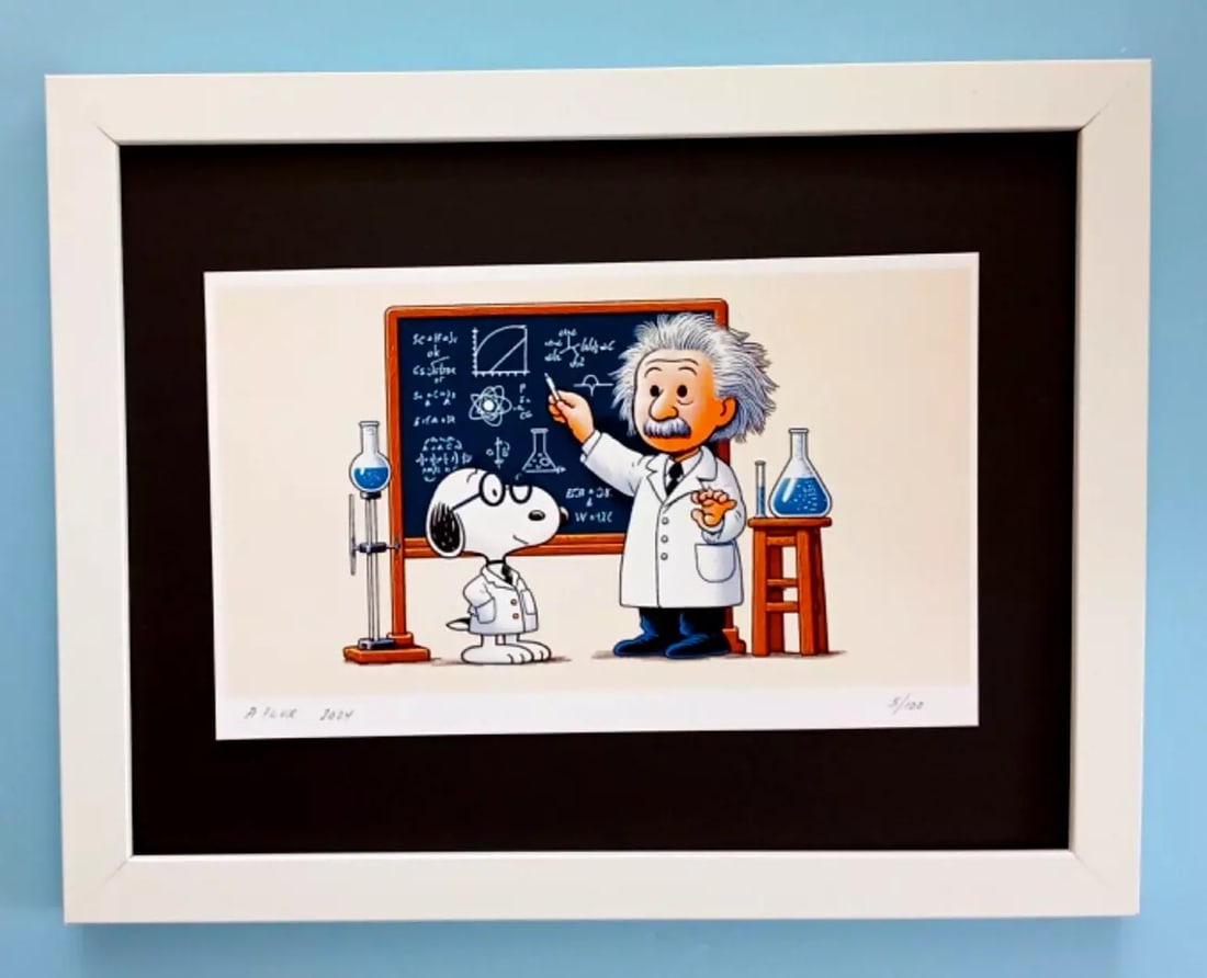 AIDAN FLUX | Hand Signed Original Print Framed | Ltd. Ed. of 100 | COA AP Snoopy: This is a Stunning and Scarce 100% Authentic New Print by Aidan Flux AIDAN Flux represents a new wave of artists who embrace technology as a partner in creation, crafting works that resonate with the 