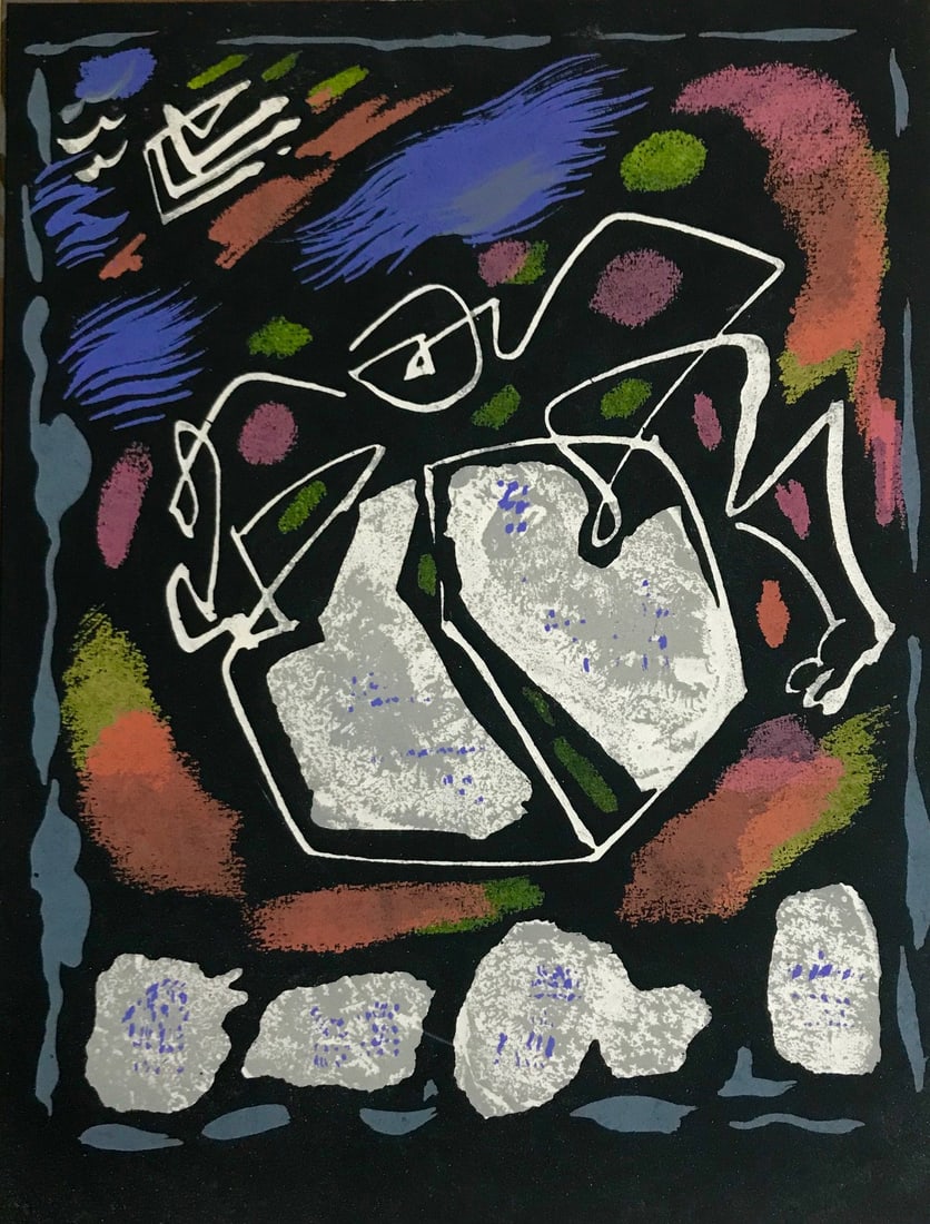 Andre Masson Original Lithograph 4 Mourlot Freres 1962:  Artist: Andre Masson Country: France Title: Untitled 4 Medium: Original Lithograph Marks: Not signed not numbered Paper: Vellum 11x8.50 inch Printed: 1962 by Mourlot Freres, France Conditi