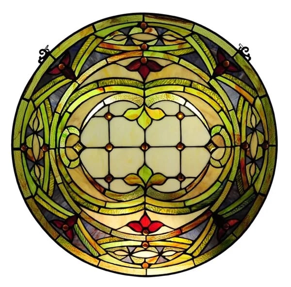 24" Round Stained Glass Window Hanging Panel Suncatcher (1 of 2)