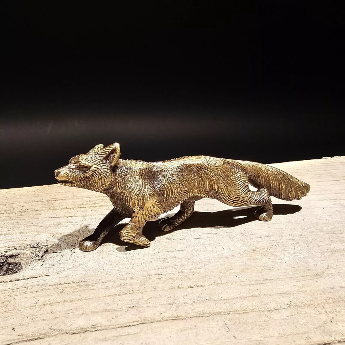 5 1/2" Brass Fox Paperweight Desk Statue (1 of 13)