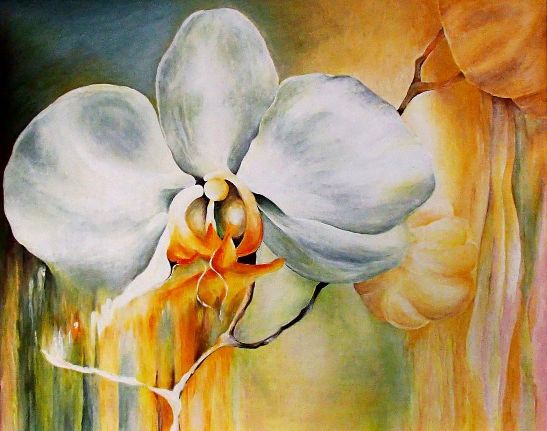 Acrylic painting Orchid Halyna Babak: 10BAB Painter: Halyna Babak Size: 60x75 cm/23.62x29.52 inches Components: acrylic, canvas Original painting CONDITION: excellent Reserve: $300.00 Shipping: Domestic: Flat-rate of $35.00 for regula