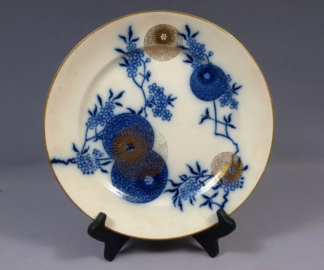 Royal Doulton Burslem Cobalt Flow Blue Persian Spray Circa 1890s Dinner Plate #2 (1 of 5)