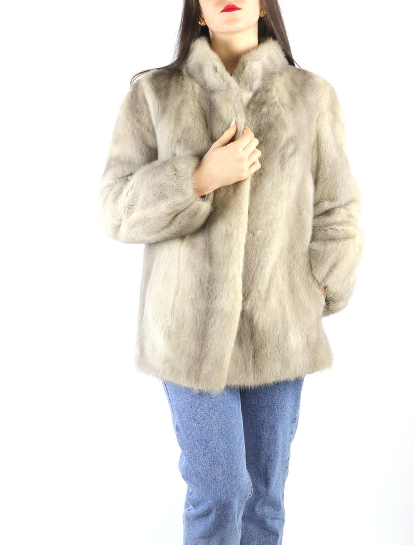 MINK PLATINUM FUR JACKET EU: L; US: 16 (1 of 9)