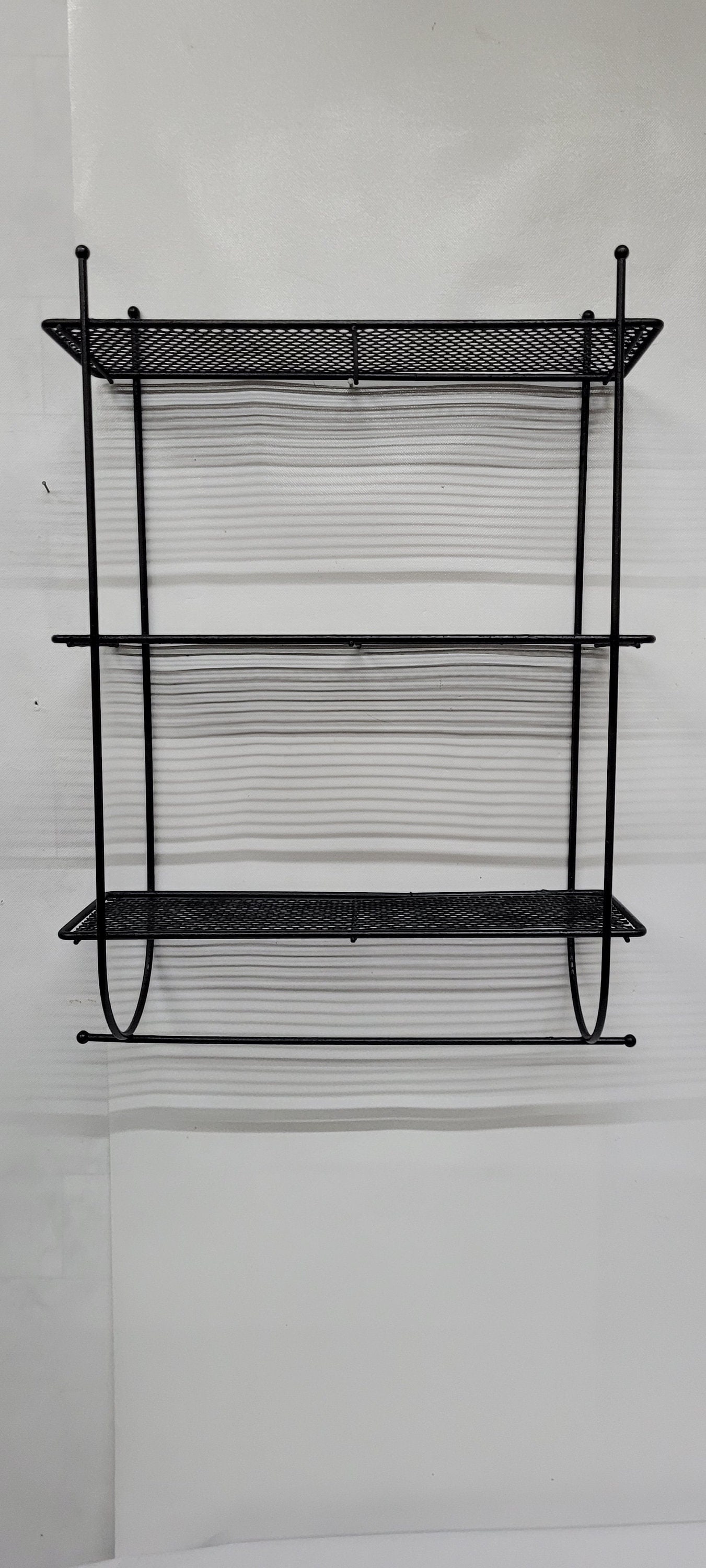 Vintage Black Wire Metal Wall Shelf Mid Century Modern Atomic Mategot Richard Galef Styles Vanity (1 of 6)