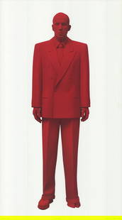 Katharina Fritsch - Red Man - 2002 Offset Lithograph 35.5" x 19.5": Red Man by Katharina Fritsch, 2002 Unsigned Offset Lithograph. Paper size is 35.5 x 19.5 inches, with an image size of 35.5 x 19.5 inches. The Offset Lithograph is from an unknown edition size. and is