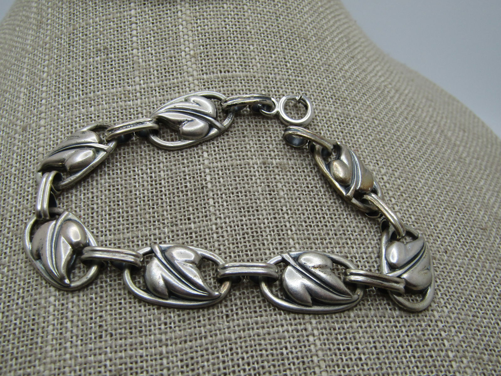 Vintage Sterling Leaf Bracelet, Danecraft, 7.5" , 1940's (1 of 5)