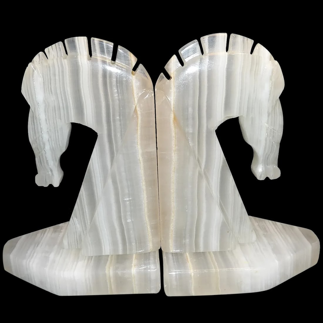 Mid-Century Onyx Horse Head Bookends (1 of 10)