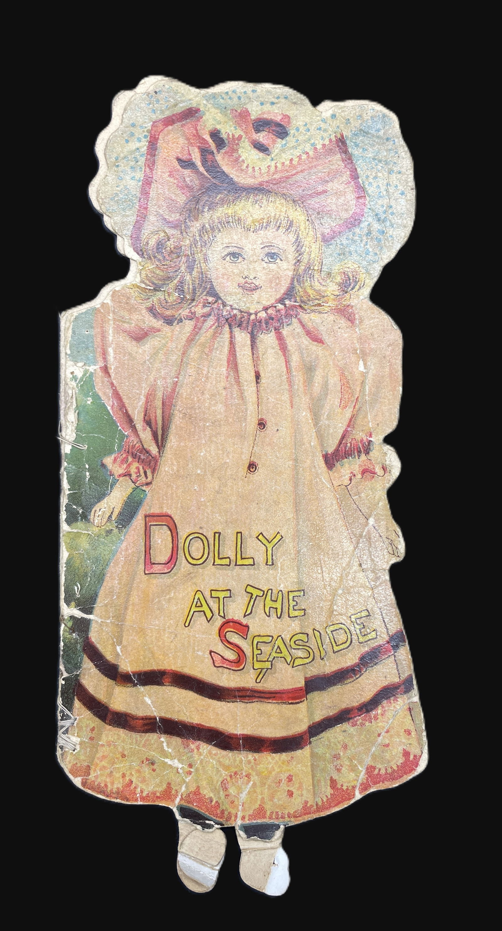 ADORABLE ANTIQUE CHILDREN'S BOOK, DOLLY AT THE SEASIDE MCLOUGHLIN DIE-CUT SHAPE BOOK (1 of 8)