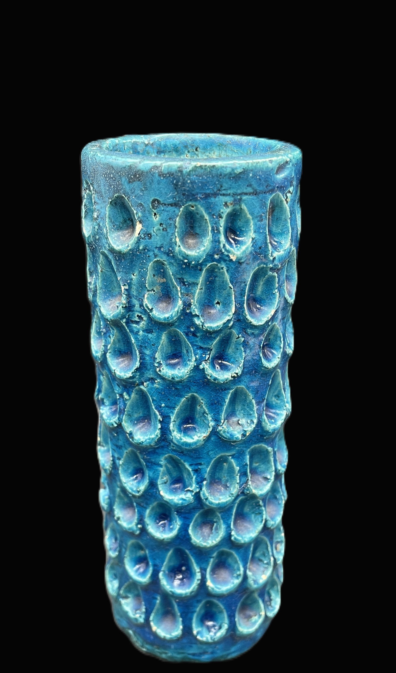 MID CENTURY BITOSSI ITALY BLUE TURQUOISE VASE TEXTURED (1 of 8)
