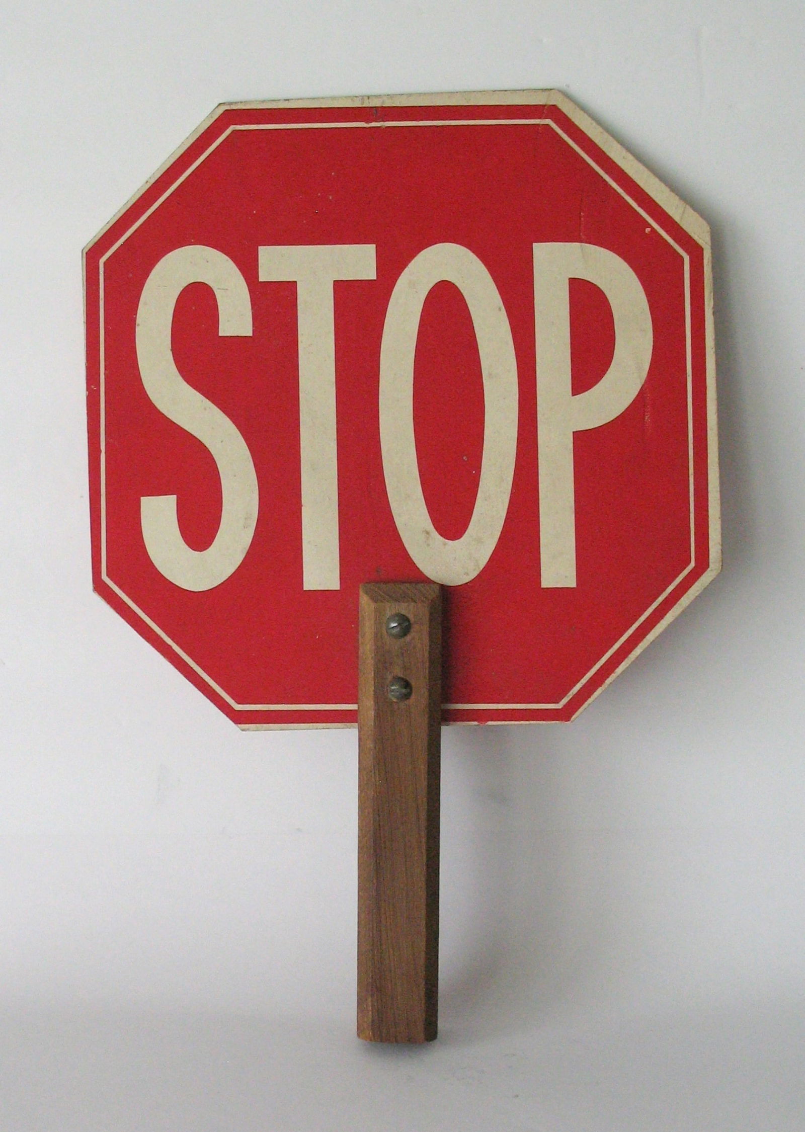 Vintage wood & metal crossing guard STOP sign. (1 of 3)
