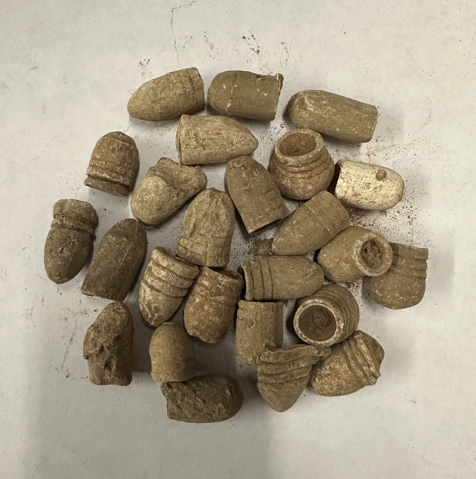 25 Civil War Fired Minie Ball Bullets - Lot B: 25 fired Civil War bullets, all found in Petersburg, Virginia Shipping: Domestic: Flat-rate of $15.00 to anywhere within the contiguous U.S. International: Foreign shipping rates are determined by des