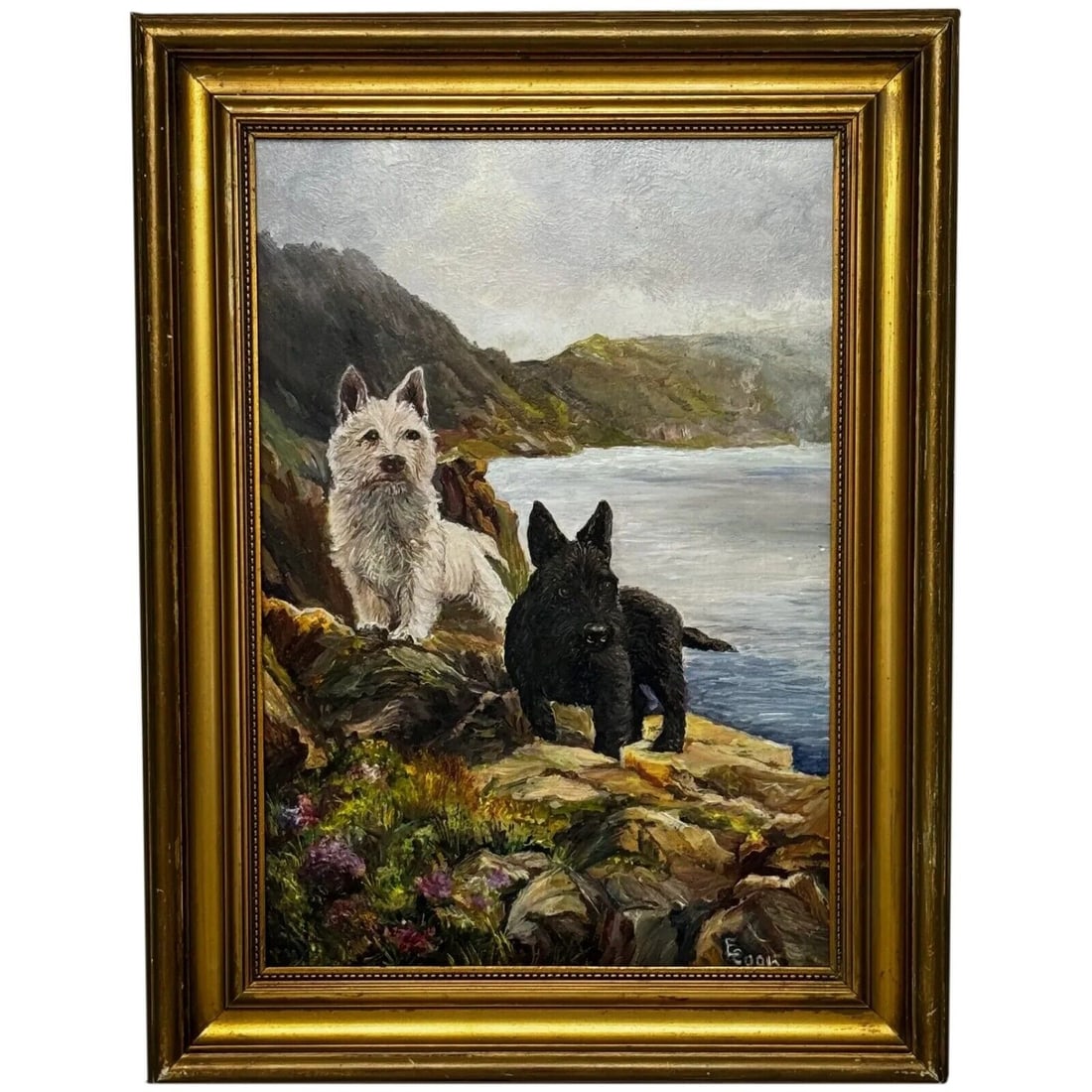 Oil Painting Scottish Terrier Dogs In Highlands Loch Awe After Samuel Fulton (1 of 20)