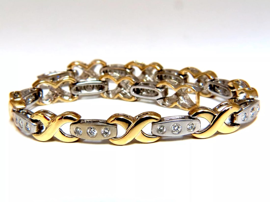1.15 Carat Modern Diamond X Link Bracelet 14 Karat Two-Toned (1 of 4)