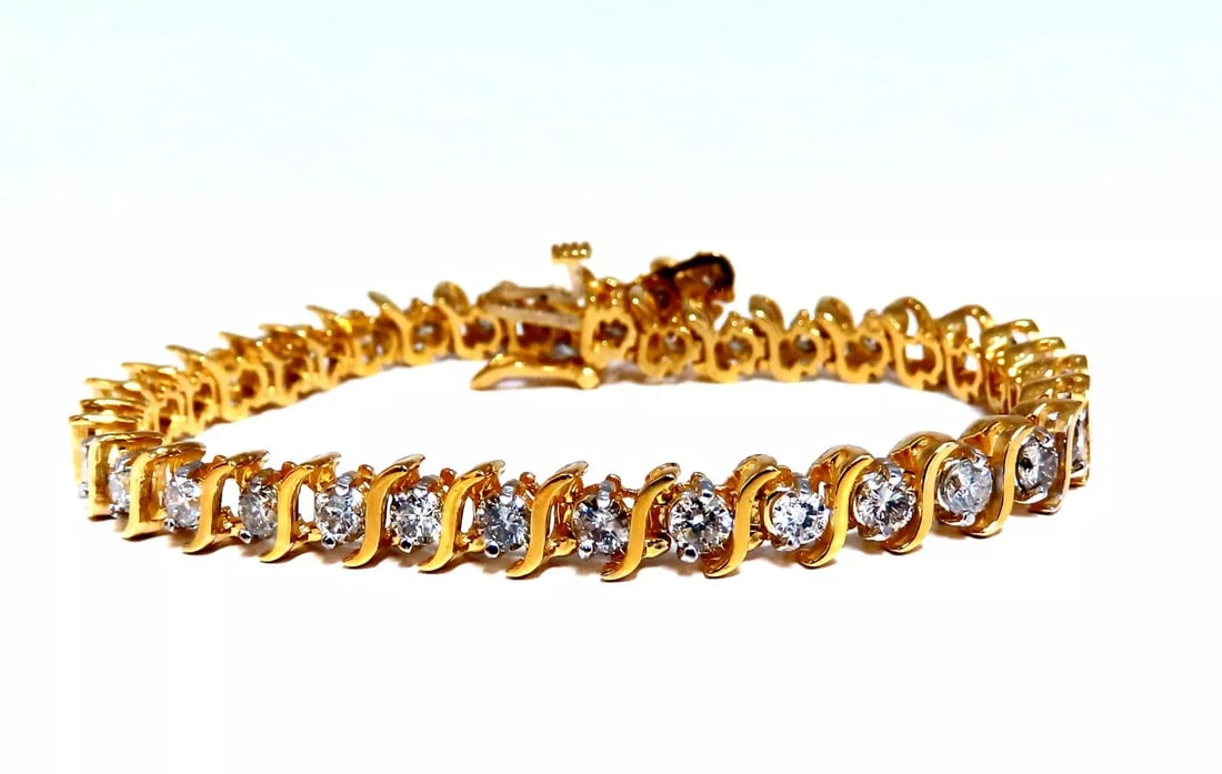 6.08ct Natural Round Diamonds S Link Bracelet 14Kt (1 of 6)