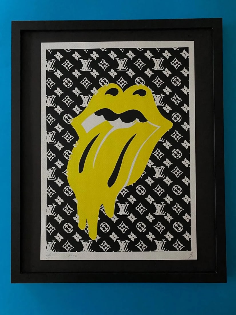 DEATH NYC Hand Signed LARGE Print Framed 16x20in COA ROLLING STONES TONGUE B: This is a Stunning and Scarce 100% Authentic New Print by Death NYC Hand Signed and Numbered in Pencil by the Artist Limited Edition of 100 Large Size: 45cm x 32cm About 18x13in Fine Art 300 gsm Paper