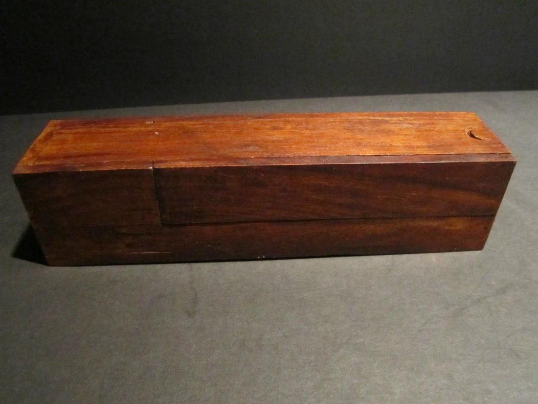 Wood Slide Lid Swing Open Writing Box Campaign Inkwell w Dip Pen (1 of 11)