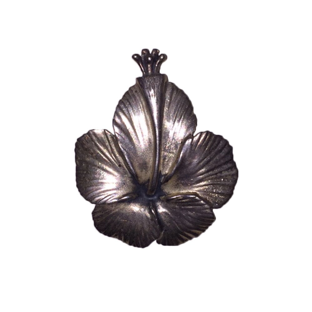 Ming's Honolulu Hawaiian Sterling Hibiscus Flower Pin (1 of 4)