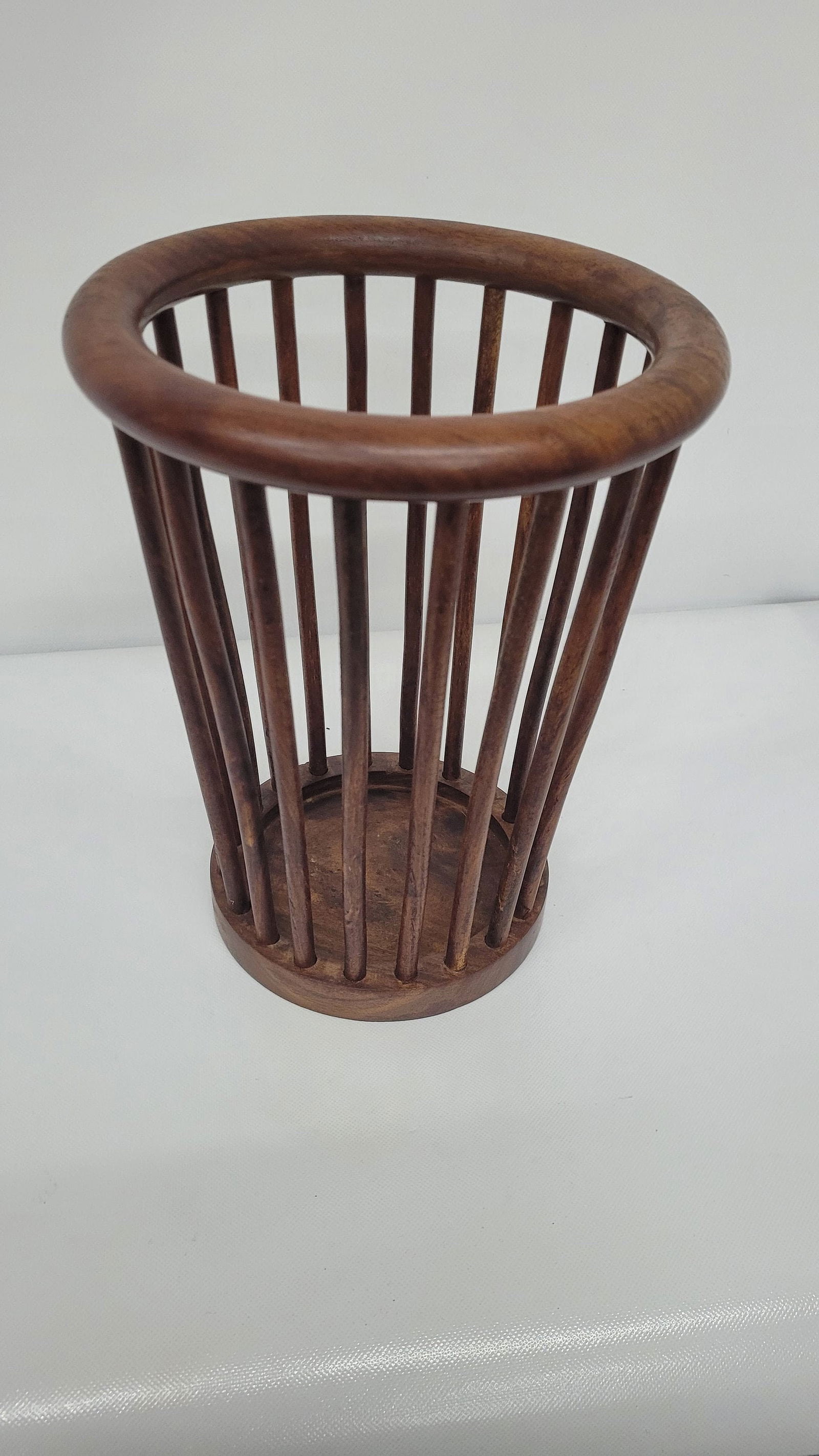 Mid century waste basket vintage trash can wood danish modern home decor (1 of 5)