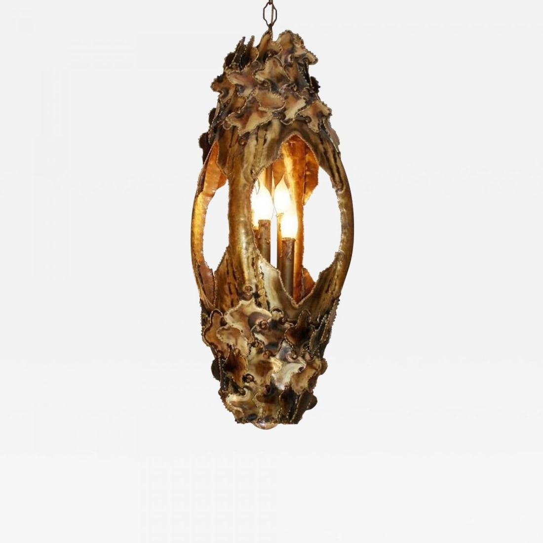 Mid-Century Modern Brutalist Pendant/Chandelier by Tom Greene for Feldman, Brass: Title: Mid-Century Modern Brutalist Pendant/Chandelier by Tom Greene for Feldman, Brass Description: Mid-Century Modern Brutalist Pendant/Chandelier by Tom Greene for Feldman, Brass Tom Greene for Fel