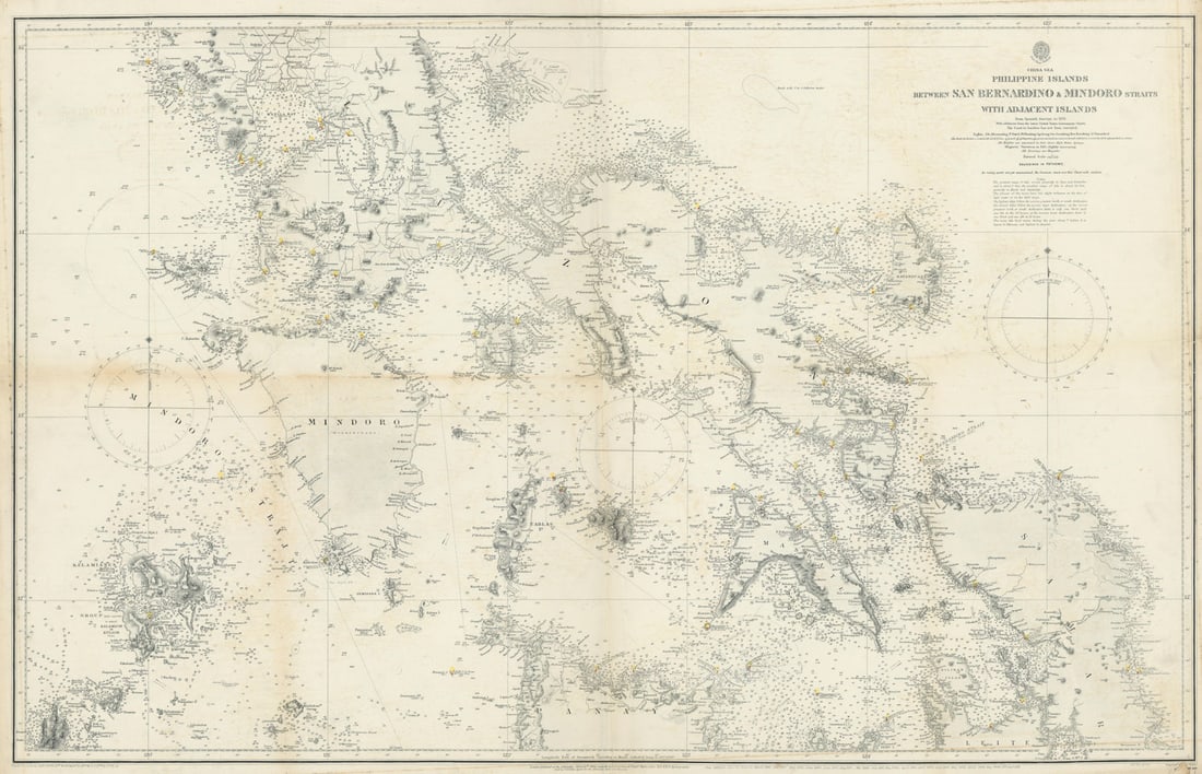 Philippines. Southern Luzon Mindoro Visayas. ADMIRALTY sea chart 1866 (1912) map (1 of 1)