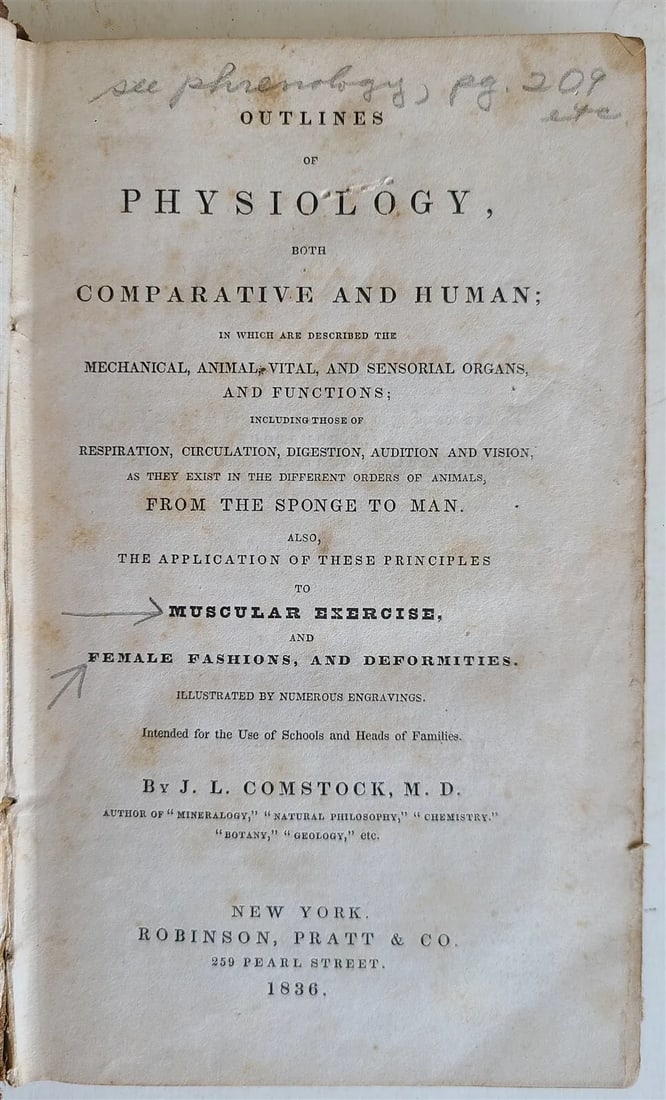 1836 PHYSIOLOGY of COMPARATIVE & HUMAN by COMSTOCK antique ILLUSTRATED (1 of 16)