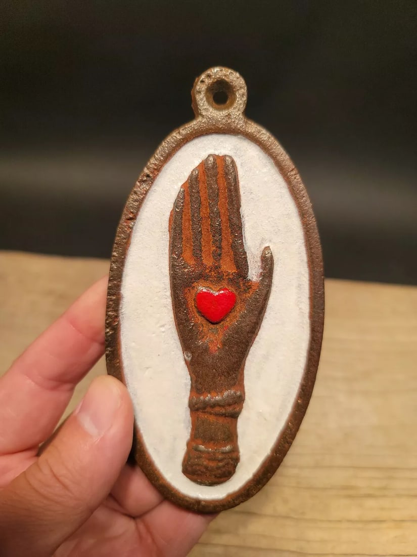 Cast Iron Heart in Hand Odd Fellows Plaque Sign (1 of 12)