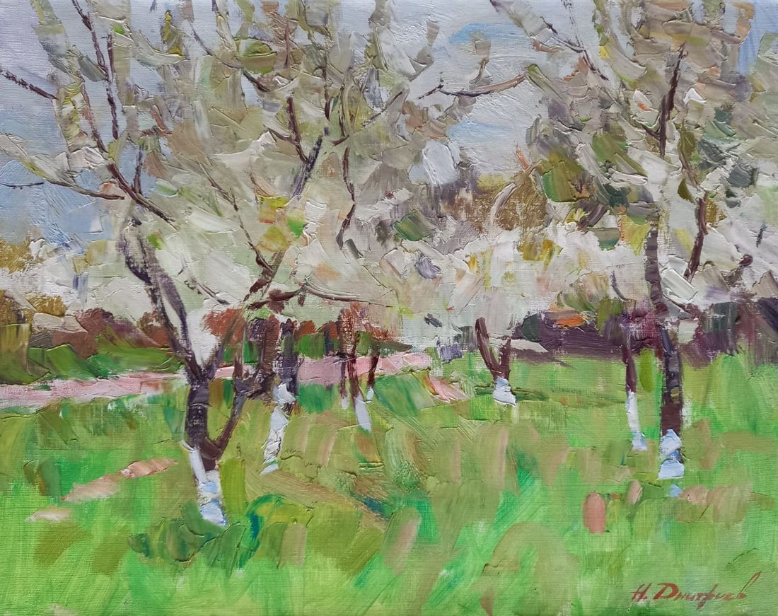 Oil painting Apple trees in bloom Alex Ditriev (1 of 10)