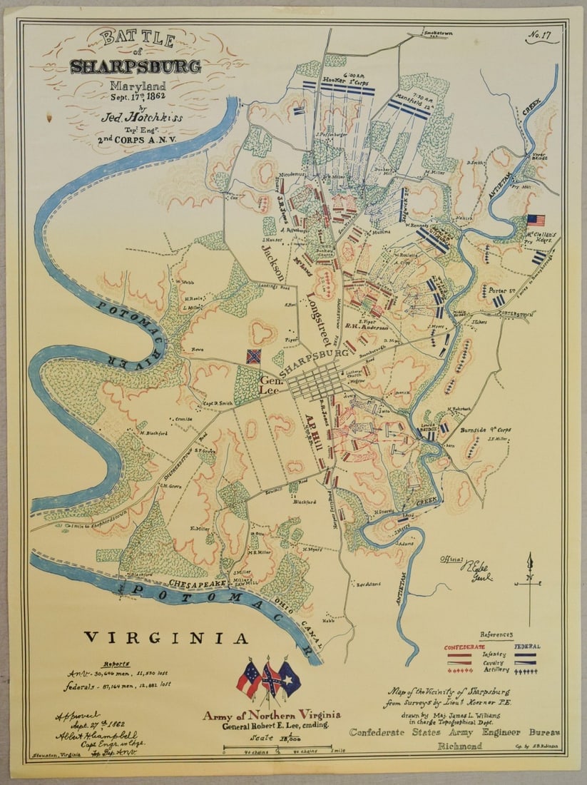 Two Civil War Maps: Battle of Sharpsburg (Antietam) and Wilson's Calvary Raids in Alabama and (1 of 2)