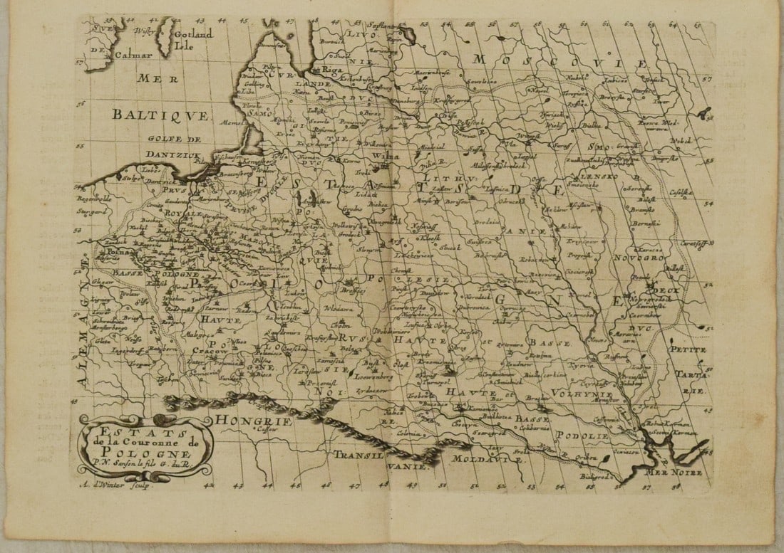 1683 Sanson Map of Poland through Ukraine -- Estats de la Couronne de Pologne (1 of 1)