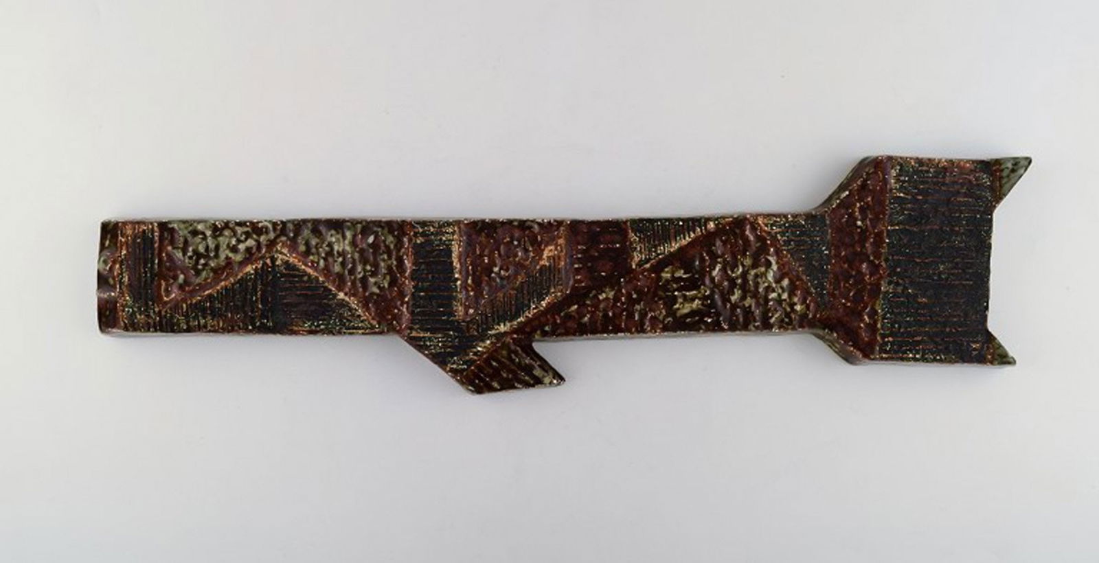 Carl-Harry Stålhane for Rörstrand. Large wall plaque shaped like fish in glazed stoneware. (1 of 6)