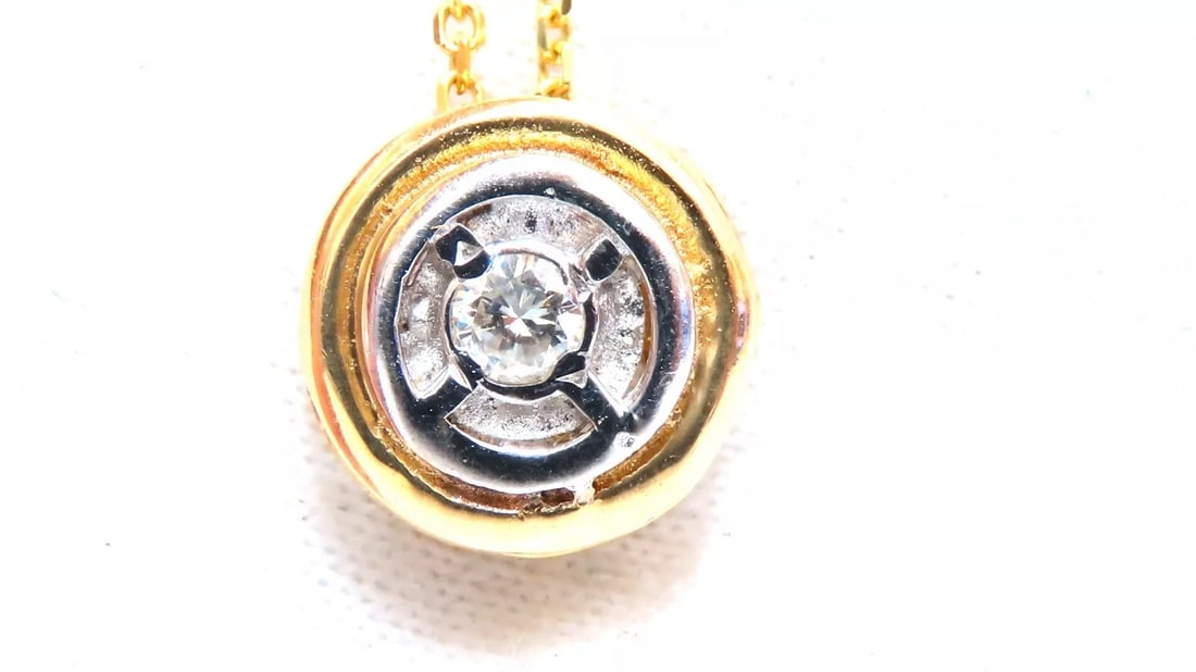 .05ct Natural Round Diamonds Circle Pendant Necklace 14kt (1 of 4)