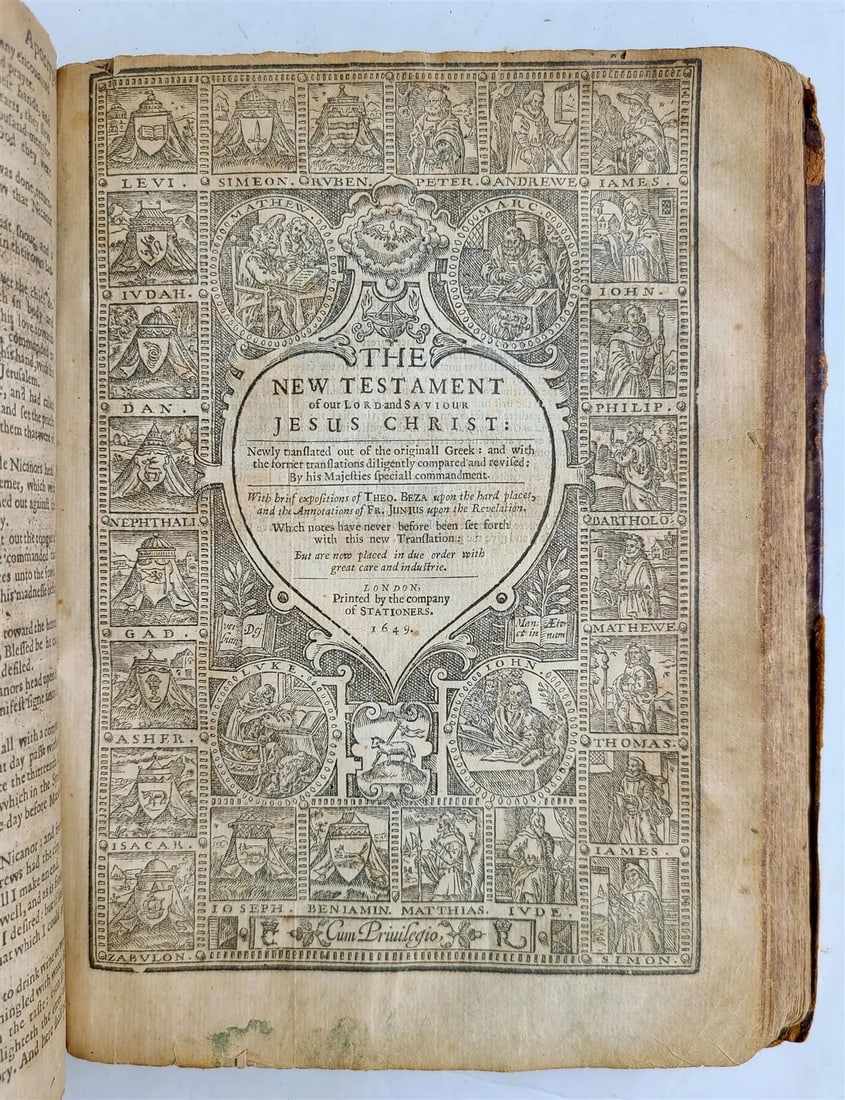 1649 BIBLE in ENGLISH KING JAMES VERSION antique w/ AMERICAN PROVENANCE (1 of 18)