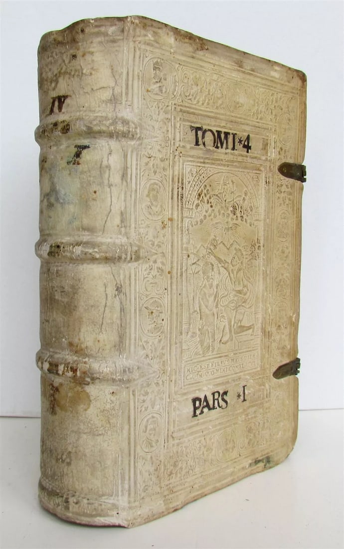 1561 ST.AUGUSTINE antique HAND TOOLED PIGSKIN BINDING w/ CLASPS 16th CENTURY v.4 (1 of 12)