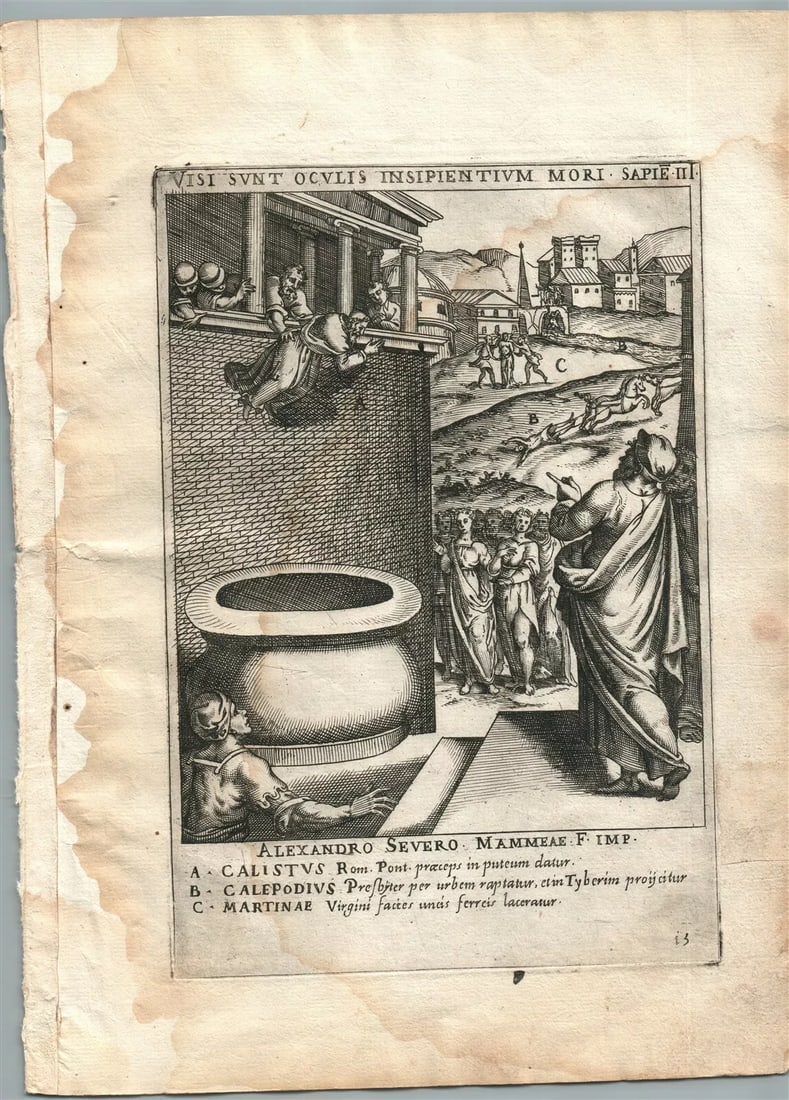 1585 ENGRAVING MARTYRDOM SCENE by CAVALIERI Ecclesiae militantis triumphi # 15 (1 of 2)