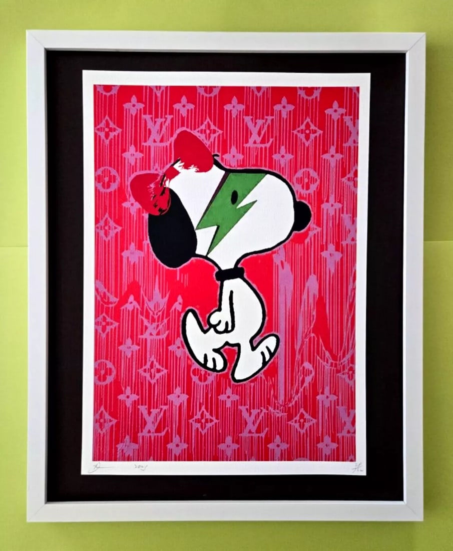 Death NYC Large Framed 16x20in Pop Art Graffiti COA SNOOPY IS DAVID BOWIE LV #7 (1 of 4)