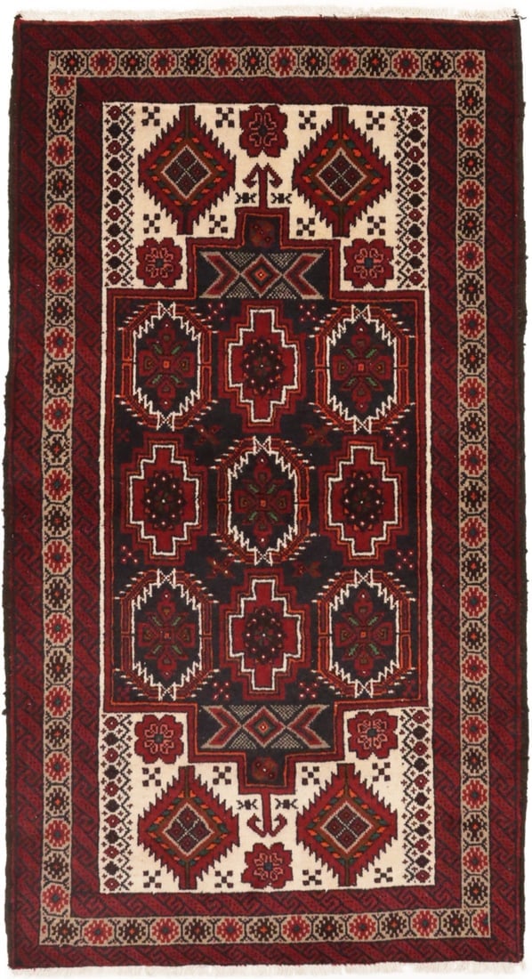 Vintage Red Tribal 3'6X6'6 Balouch Persian Rug (1 of 15)