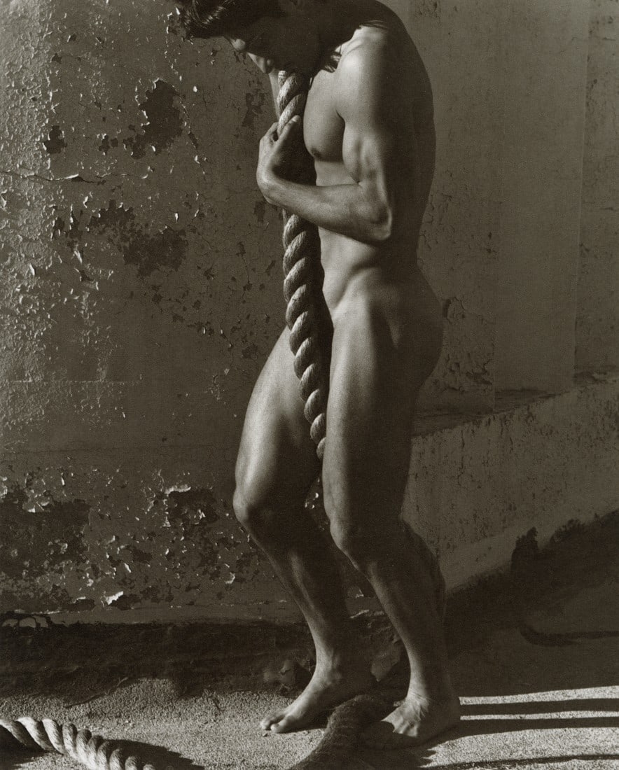 HERB RITTS - Tony with Rope, Los Angeles, 1986: Artist: Herb Ritts Title: Tony with Rope, Los Angeles, 1986 Medium: Photo Litho, 1989, Hong Kong Dimensions: 6.4x8" Description: Heat Wax Mounted on 8.5x11" Conservation Board Artist Bio: Herb Ritts (