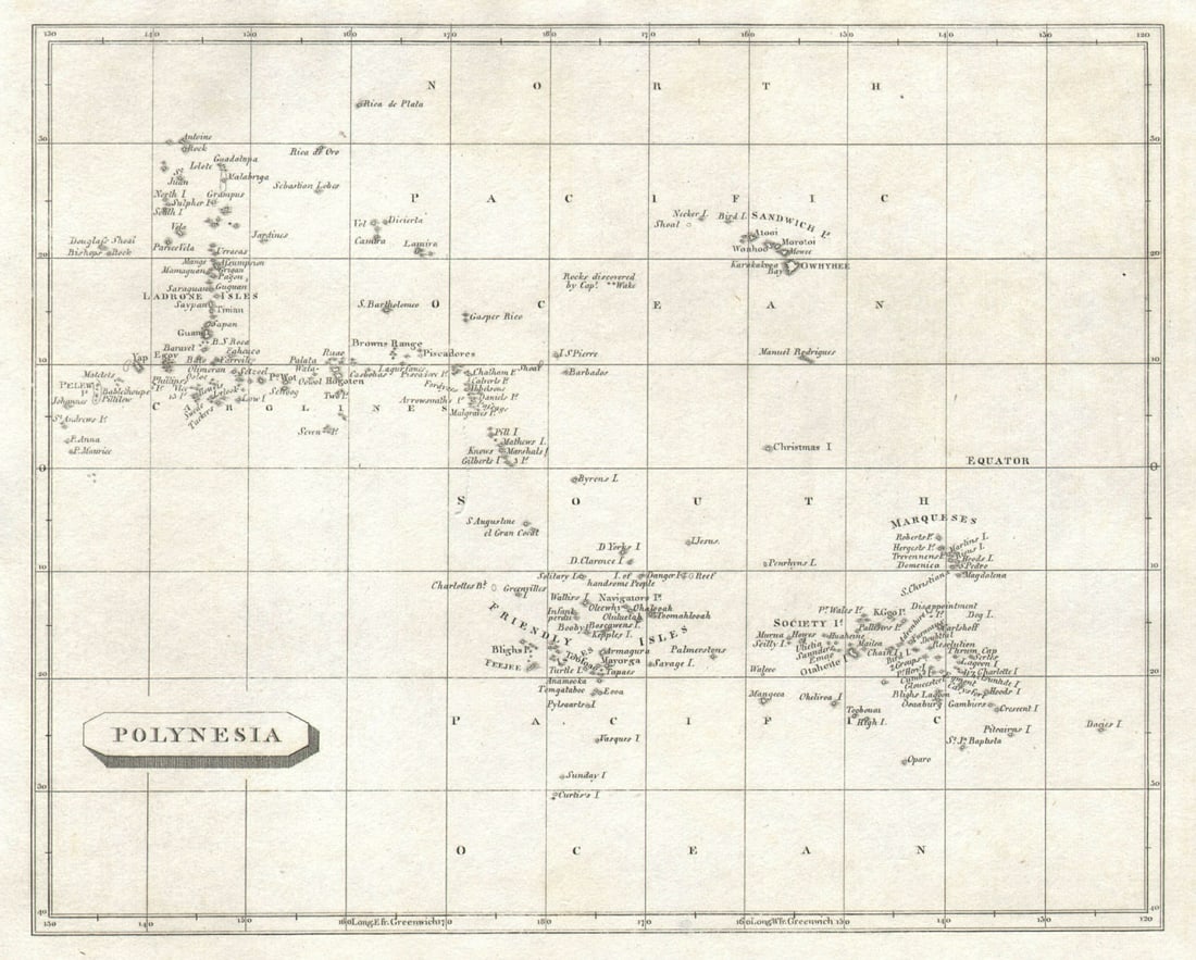 Polynesia by Arrowsmith & Lewis. Hawaii & Micronesia. Pacific Islands 1812 map (1 of 1)