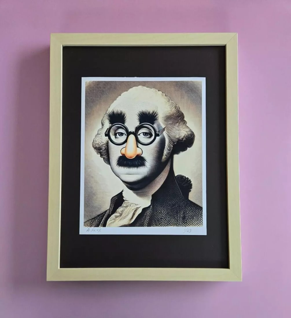 AIDAN FLUX | Hand Signed Original Print Framed Ltd. Ed. COA "George Washington" (1 of 3)