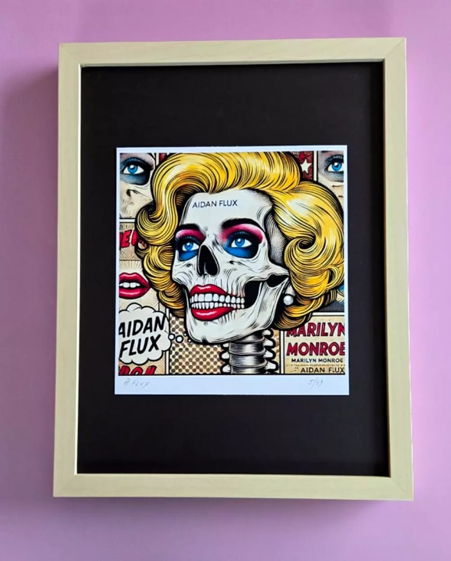 AIDAN FLUX | Hand Signed Original Print Framed Ltd. Ed. COA Marilyn Monroe Skull (1 of 3)