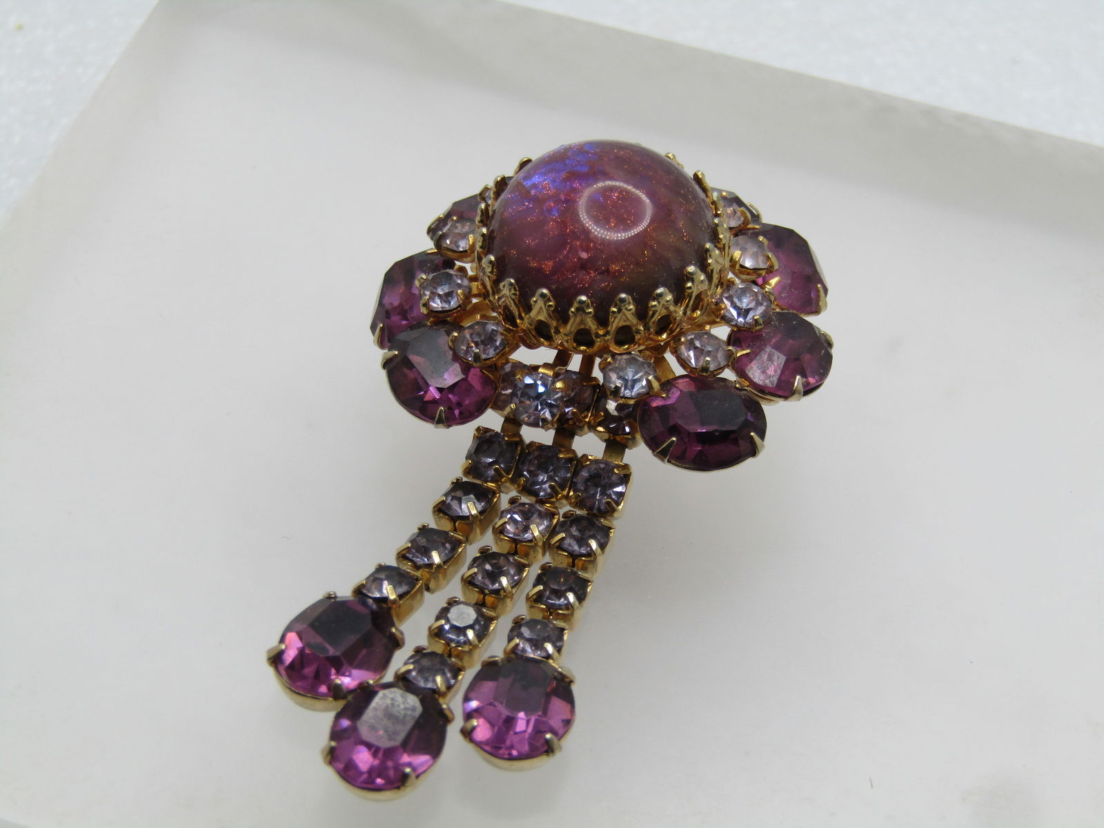 Vintage Coro Mixed Rhinestone Dangle Brooch, 1940's-1950's (1 of 6)