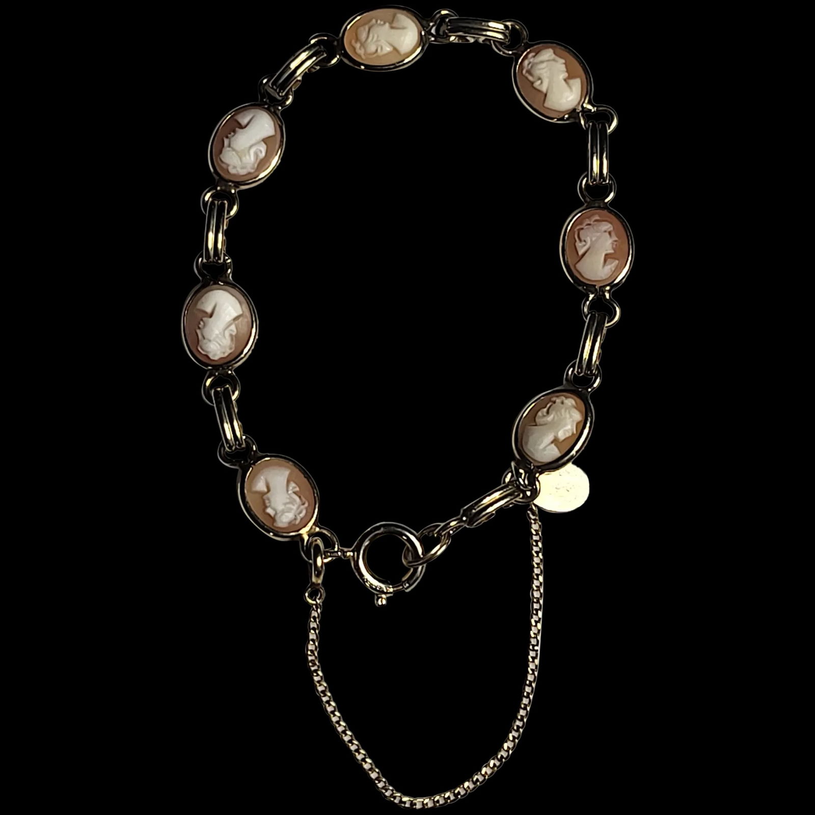 Vintage Carved Shell 12k Gold Monique Cameo Bracelet (1 of 7)