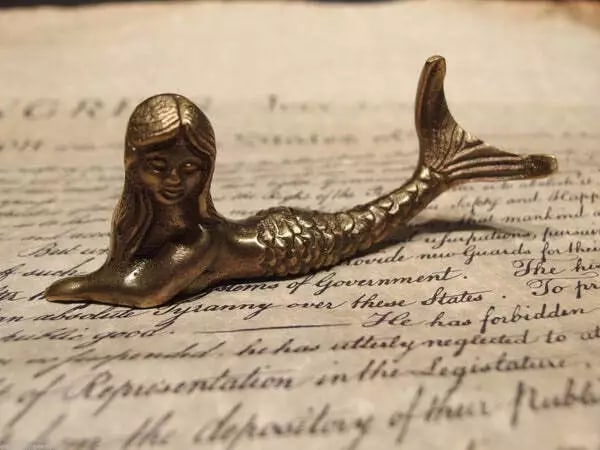 5" Brass Nautical Mermaid Paperweight Desk Figure (1 of 15)