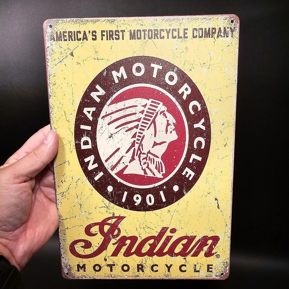 11 3/4" Metal Indian Motorcycle Sign (1 of 8)