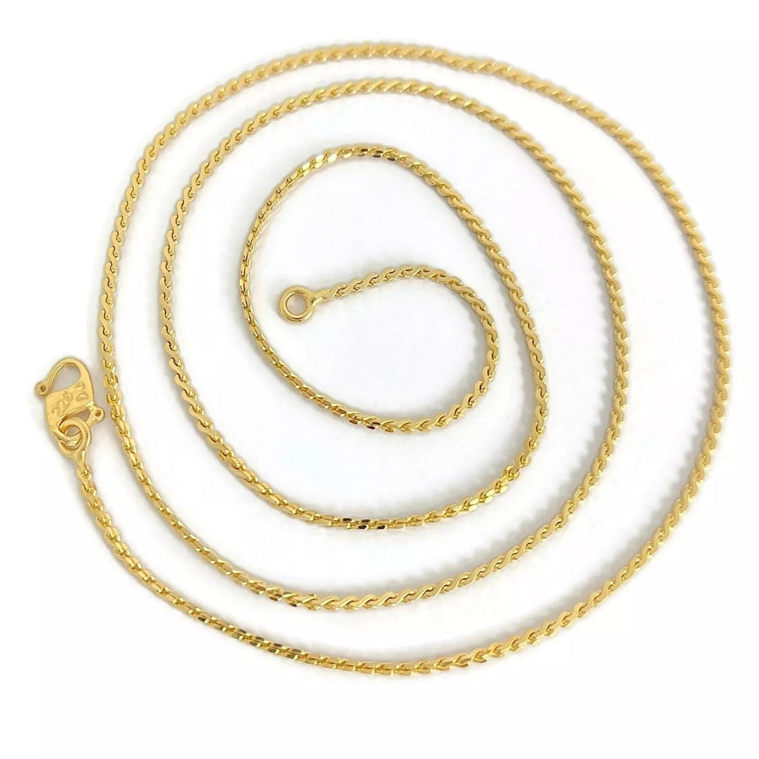 Long Thin S-Link Chain Necklace 22K Yellow Gold, 23.5 Inches, 1.3 mm, 9.77 Grams (1 of 7)